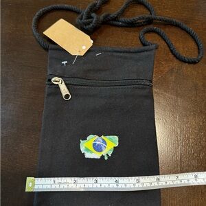 Black Crossbody Bag with Brazil Flag